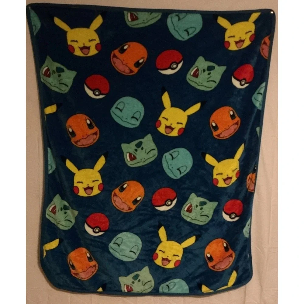 Pokémon Fun Face Ultra Soft Fleece Throw 42X48 Pikachu Squirtle Charmander